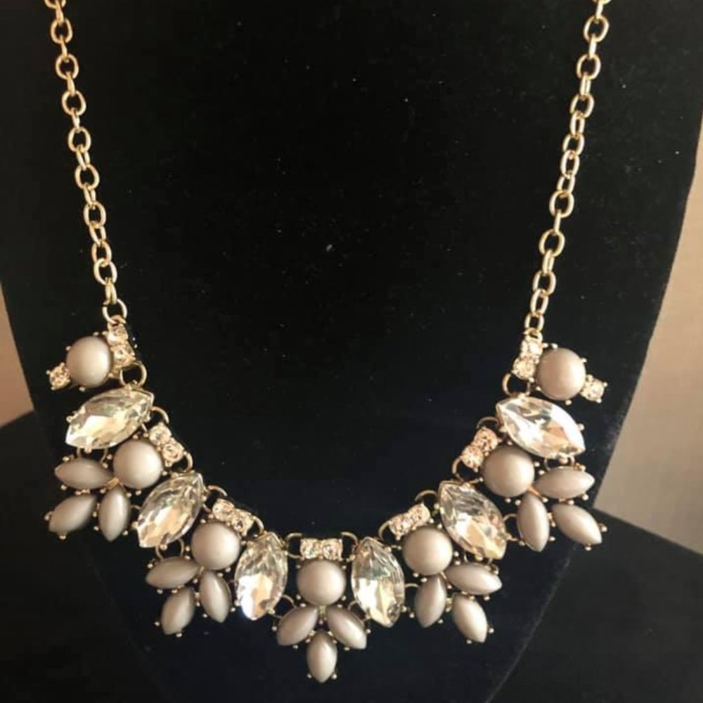 Gold Chain With Grey & White Stones